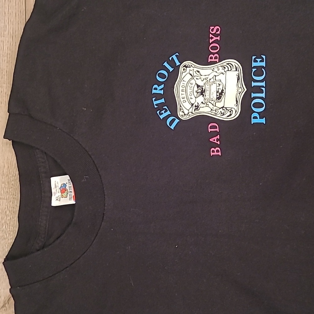 DETROIT POLICE BAD BOYS Black Cotton FOTL XL Mens Single Stitch T Shirt VTG RARE - Picture 3 of 9